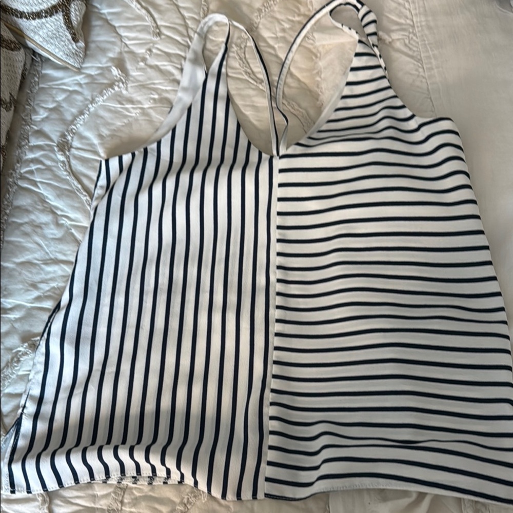 Topshop Black and White Asymmetrical Sleeveless Camisole